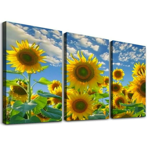 Ullo0ord Painting One Panel Yellow Sunflower Artwork Prints, Modern Framed Canvas Wall Decor for Living Room Bedroom Bathroom inch
