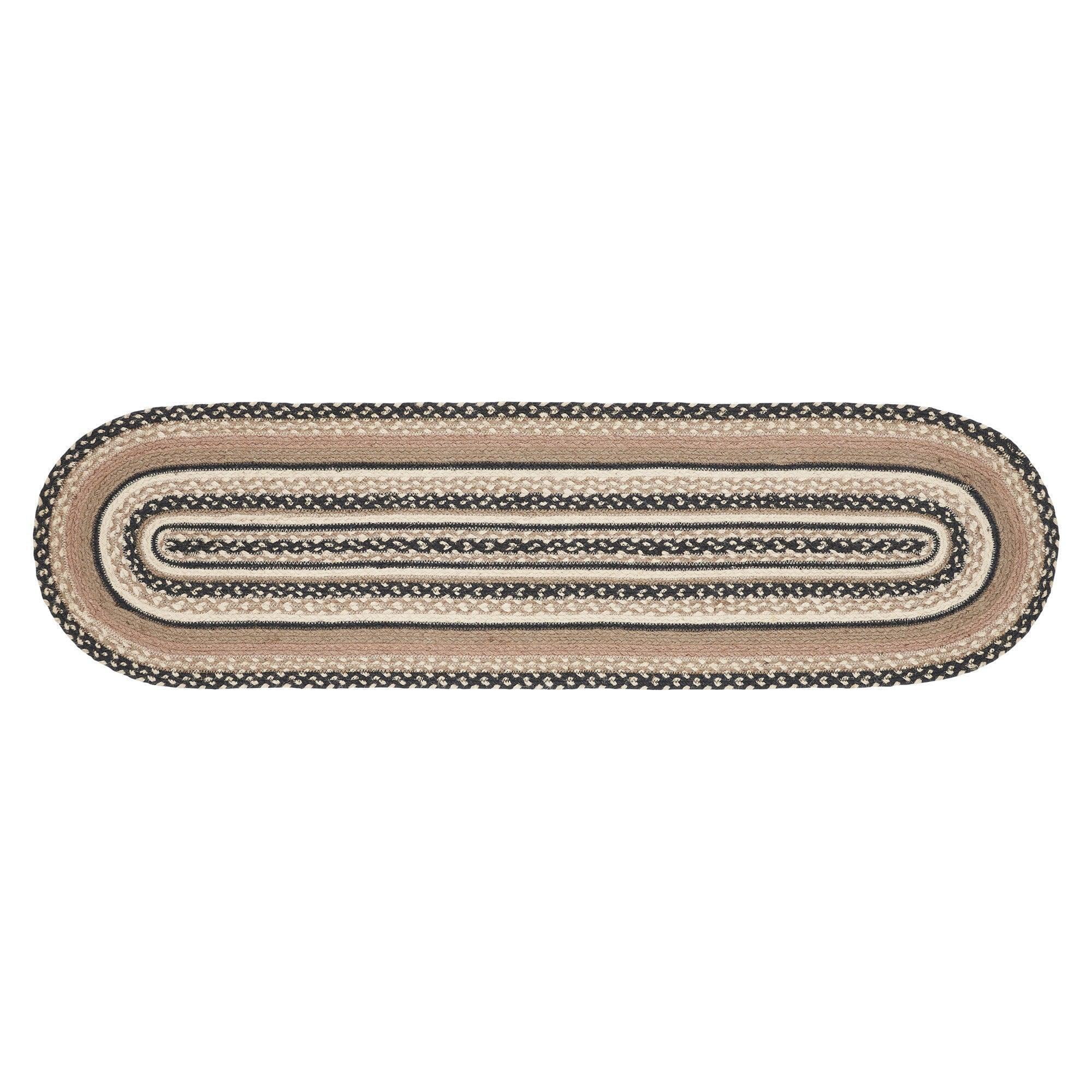 VHC Brands Sawyer Mill Charcoal Farmhouse Jute Oval Table Runner 13x37