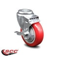 thumbnail image 2 of 4 Inch Red Polyurethane Wheel Swivel Bolt Hole Caster with Brake SCC, 2 of 2