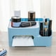 thumbnail image 4 of Organizador para caja de pañuelos | Soporte multifuncional para servilletas de escritorio con compartimentos para control remoto, bolígrafos, teléfono | Plástico ABS | Verde, azul, rosa, 4 of 6
