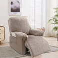 thumbnail image 2 of Lapalife 4 Pieces Stretch Velvet Recliner Covers, Soft Plush Recliner Chair Slipcover with Side Pockets Furniture Protector for Dogs Cats, 1 Pack, Taupe, 2 of 8