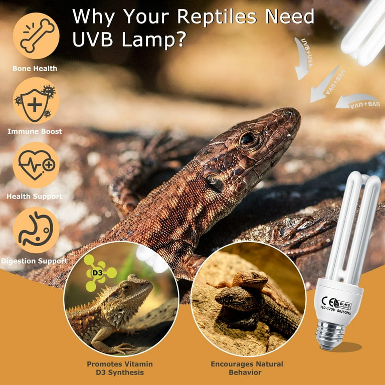 ReptiKing 13W UVB10.0 Reptile Light Bulb - Desert UVB Lamp For Bearded Dragons & Tortoises