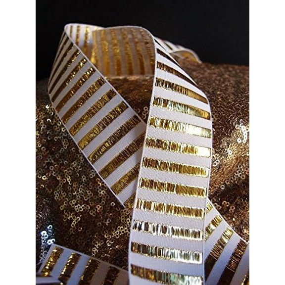 AK-Trading 1.5" x 25 Yards Metallic Candy Striped Gift Wrap & Craft Ribbon - Gold