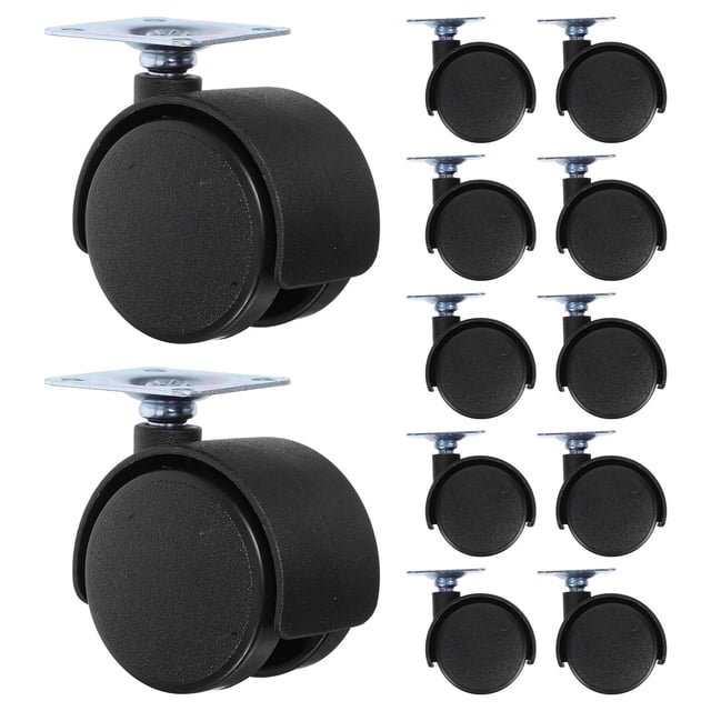 Nestingho 12 Pcs Roues de Remplacement pour Chariot Roulant Nylon Flexible Roues de Mobilité Noir