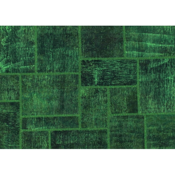 Ahgly Company Indoor Rectangle Patchwork Green Transitional Area Rugs, 8' x 12'