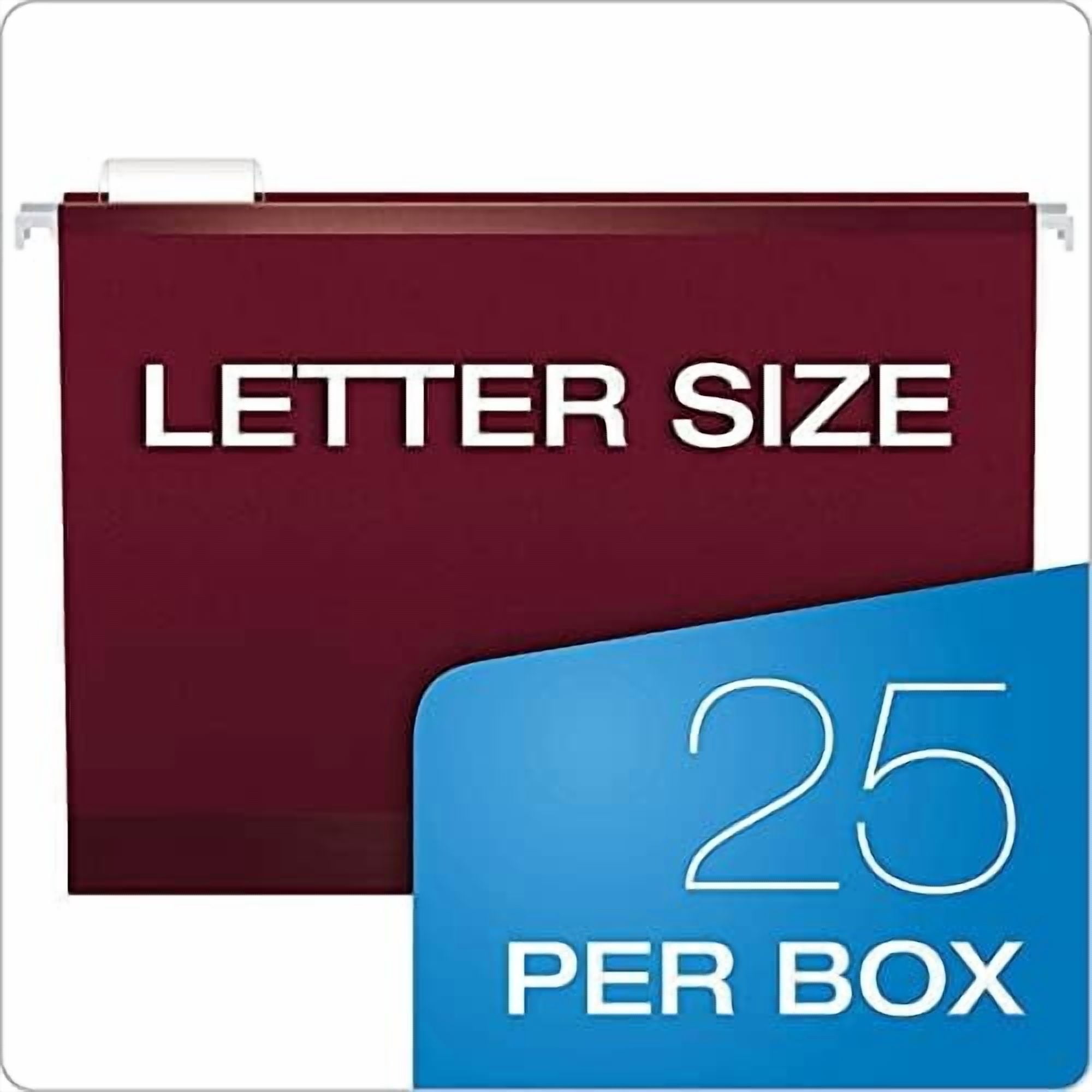Reinforced Hanging Folders, Letter Size, Burgundy, 1/5 Cut, 25/BX (4152 1/5 BUR)