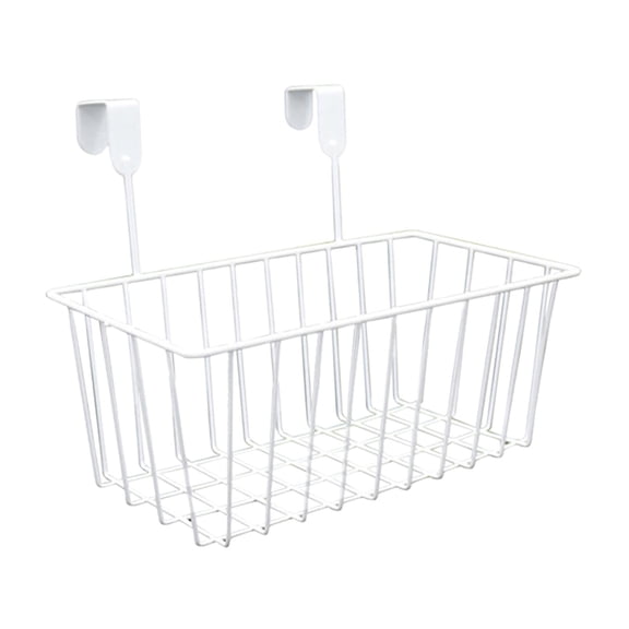 Wire Basket Over Door Cabinet Basket Organizer for Laundry White Bedroom Pantry