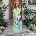 thumbnail image 3 of Uourmeti Girl's Dress Cute Otter Print Crew Neck Short Sleeve Maxi Long Dress with Pockets Cute Flowy Holiday Outfits, Size 13-14 Years, 3 of 7