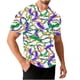 thumbnail image 2 of Ceisia Men's Mardi Gras Feather & Bead Print T-shirt Loose Fit Short Sleeve Round Neck Casual Summer Festival Tee Tops Purple XXXXXL Gifts, 2 of 7