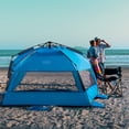 thumbnail image 3 of OutdoorMaster Pop Up Beach Tent for 4 Person - Easy Setup and Portable Beach Shade Sun Shelter Canopy with UPF 50+ UV Protection Removable Skylight Family Size - Blue, 3 of 11