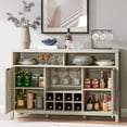 thumbnail image 3 of OAKHAM Bar Cabinet with Wine Rack, Wine Bar Buffet Cabinet with Storage, Liquor Bar Buffet Sideboard, Gray Oak, 3 of 9