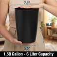 thumbnail image 3 of HOLDN’ STORAGE Small Trash Can with Open Top for Compact and Tight Spaces – 1.58 gal Capacity, Glossy Black, 3 of 8