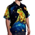 thumbnail image 2 of Starry Sky Frog Men's Short Sleeve Poplin Button Down Shirts - Casual Printed Summer Beach Tops for Men, 2 of 6