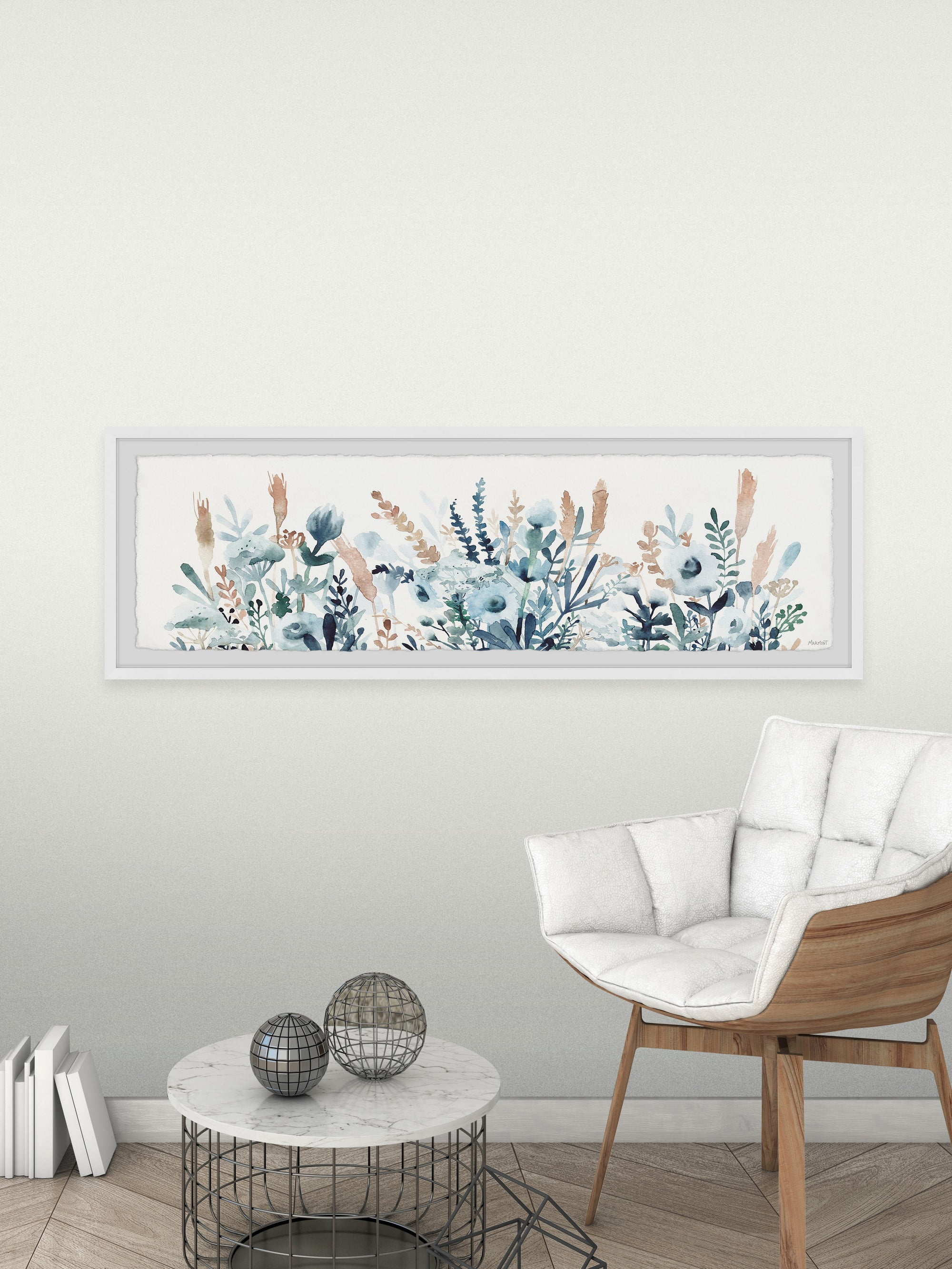 Marmont Hill Flowers and Leaves Framed Wall Art, 10" x 30"
