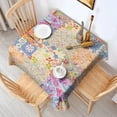 thumbnail image 2 of Pioneer Flower Floral Print Pattern Square Tablecloth,Waterproof Square Table Cover,Wipeable Spillproof Washable Table Cover for Home Kitchen Party Decor 52"x52"(132x132cm), 2 of 6