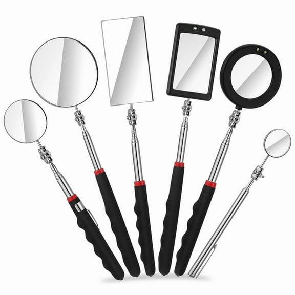 6Pcs LED Telescoping Inspection Mirror,Retractable LED Mechanical Mirror Tool,Retractable Under Vehicle Detection Mirror