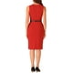 thumbnail image 3 of Vestido de tubo sin mangas INSPIRE CHIC para oficina de mujer, cuello redondo, con cinturón, vestido de lápiz de negocios XL rojo, 3 of 5