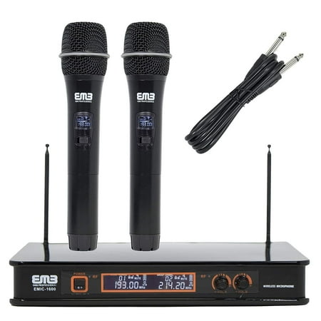 Emb Pocket - Genuine EMB VHF EMIC1600 Professional Dual Wireless Microphone System For Stage/DJ Performance/Meeting / Show/Party / Teaching/Presentation