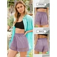 thumbnail image 4 of STARVNC Women Hollow Out Ruffle High Waisted Smocked Pocket Shorts, 4 of 7