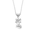 thumbnail image 2 of Delight Jewelry Silvertone Large I Love You Heart Silver tone Bow Heart Necklace, 2 of 4