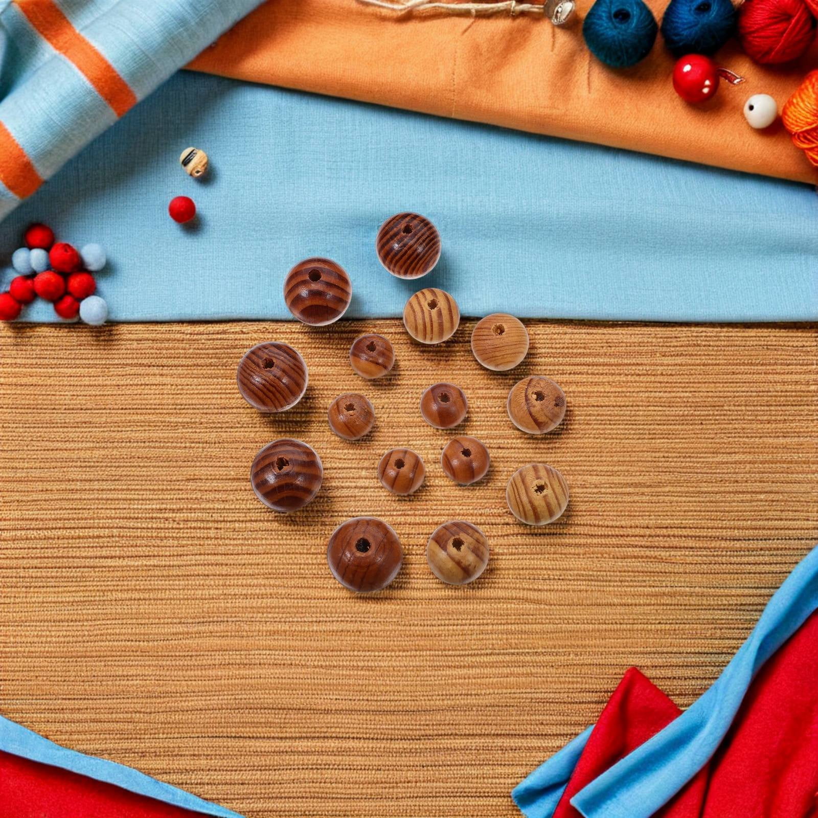 GOOHOCHY 60Pcs Natural Wooden Craft Beads with Holes for Jewelry and Decoration