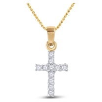 Diamond Princess 10kt Yellow Gold Womens Round Diamond Cross Pendant 1/4 Cttw