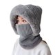 thumbnail image 3 of Pasamontañas para mujer Pasamontañas para mujer Pasamontañas para motocicleta Pasamontañas Cuello polaina Orejera Gorro de punto con pompón Gorro con calentador de cuello Pasamontañas de invierno para Afortunado Sencillez, 3 of 5