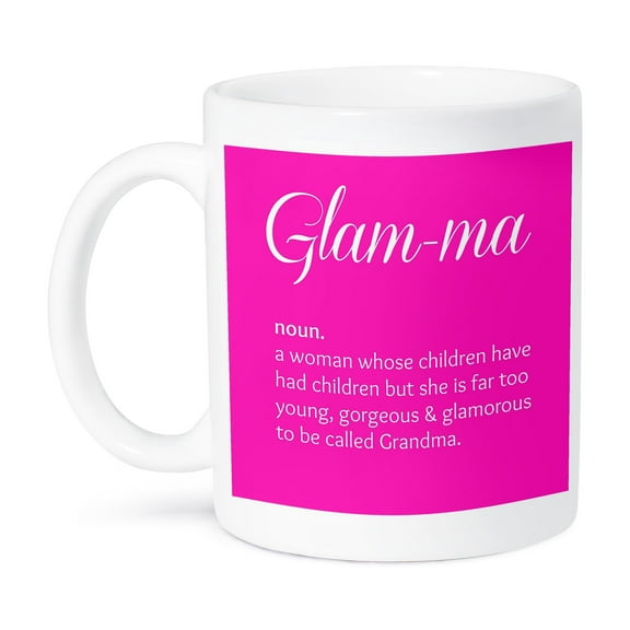 3dRose, Print of Glam-ma, hot pink background, 15oz Mug