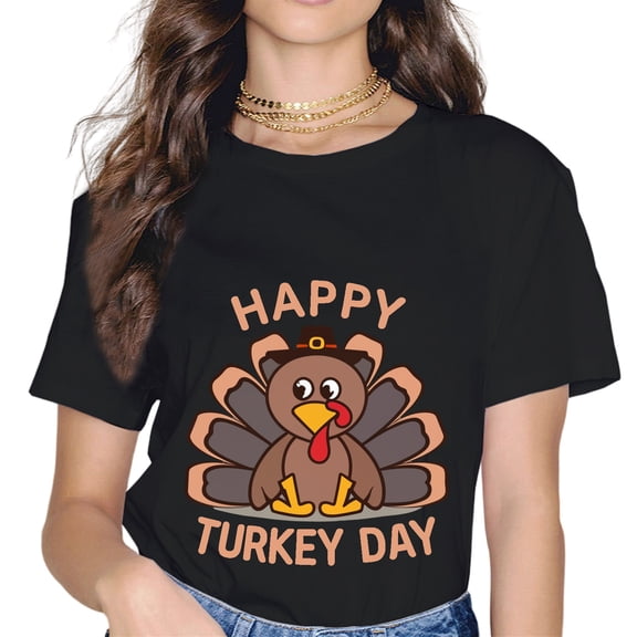 Happy Turkey Day Shirt Cute Little Pilgrim Gift Thanksgiving T-Shirt