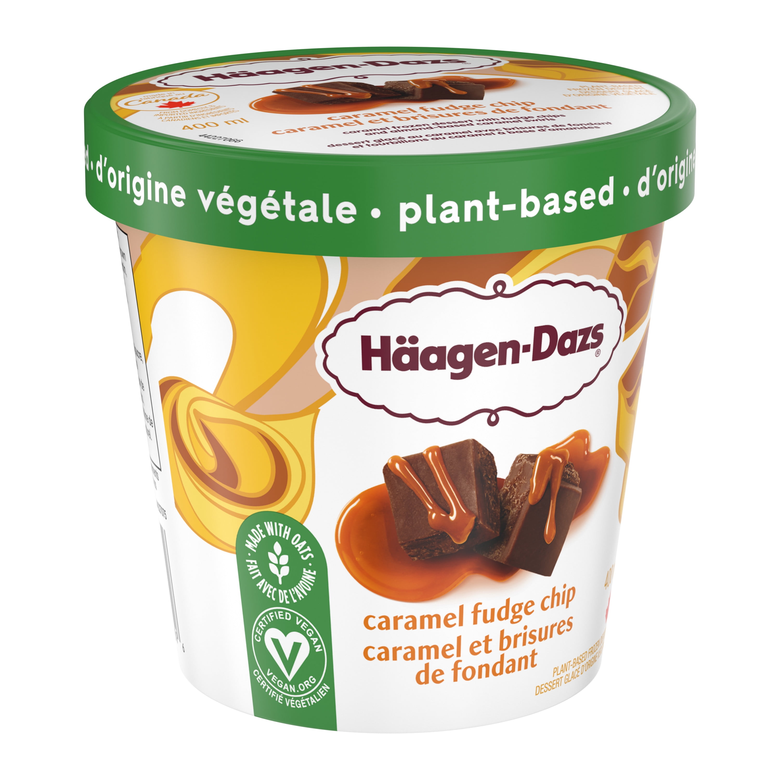 HÄAGEN-DAZS Plant-based Caramel Fudge Chip Frozen Dessert, Fudge Chips, Caramel Swirls, GOI F&B - Item Short Description