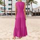 thumbnail image 3 of Vestido fluido con cuello en V y corte en A para mujer - Ligero, ideal para la playa o el brunch, poliéster y spandex, tallas S-XXXL, 3 of 8