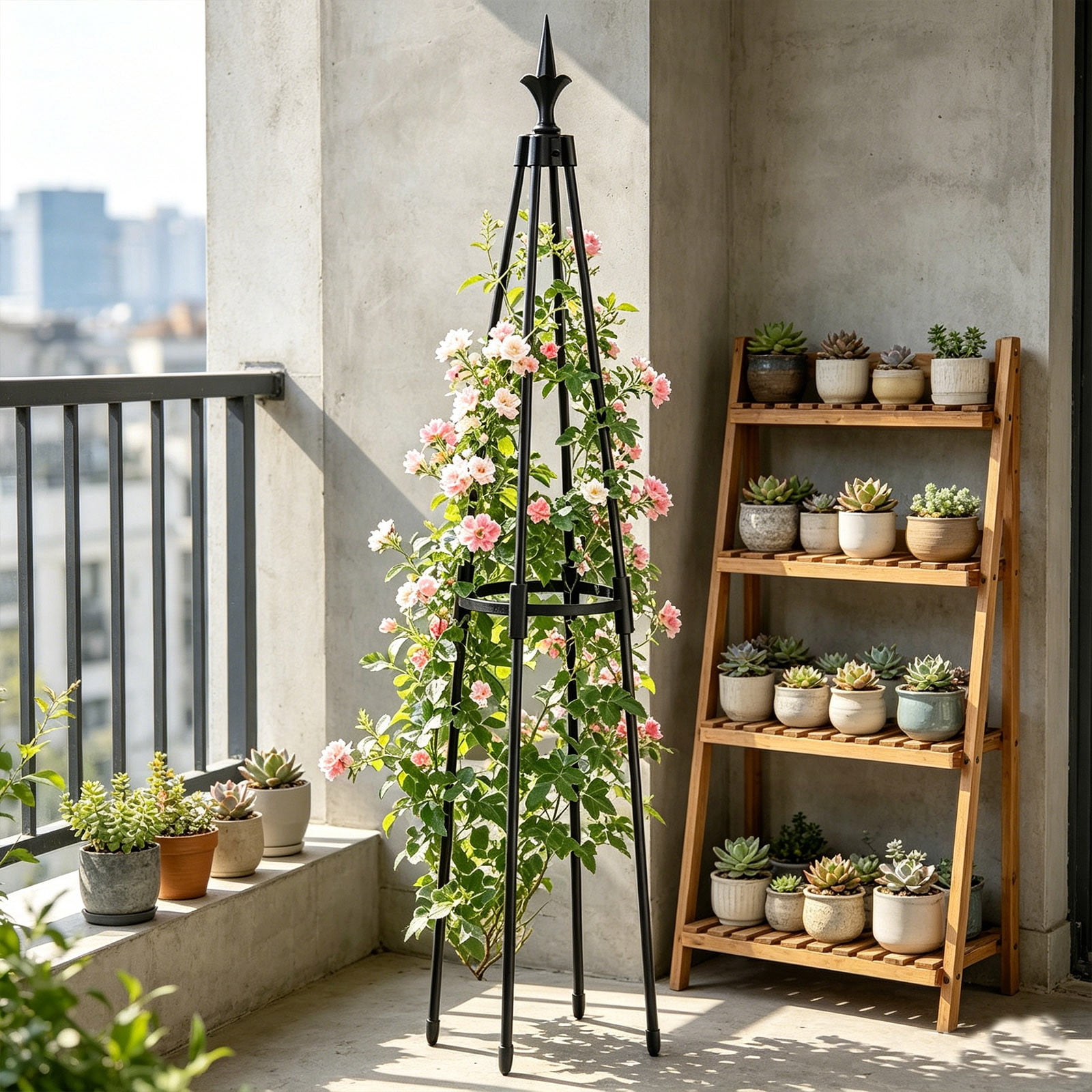 Garden Trellis for Climbing Plants, Support Plant Stand for Indoor and Outdoor, Potted Plants Flowers Vegetables Vines – Tomato Cage Tower for Garden or Balcony by IHHXPRO (Style B,1 Pack )