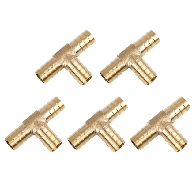 Conector de Tee de 3 vías de latón con espiga de 12 mm, adaptador para unir hilos para combustible, aire, agua, gas y aceite, 5 piezas
