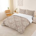 thumbnail image 3 of jejeloiu Vintage Damask Duvet Cover Queen,Retro Floral Queen Bedding For Adults,Beige Taupe,Reversible,3pcs,1 Duvet Cover and 2 Pillowcases, 3 of 6