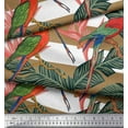 thumbnail image 3 of Soimoi Tissu Poly Georgette Feuilles Tropicales, Rayures & Imprimé Perroquet au Mètre 42 Pouces de Large, 3 of 3