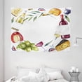 thumbnail image 1 of Wine Tapestry, Round Frame with Hand Painted Food Objects Watercolor Wine Cheese Fruits Collection, Wall Hanging for Bedroom Living Room Dorm Decor, 80W X 60L Inches, Multicolor, by Ambesonne, 1 of 2