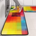 thumbnail image 2 of Kitchen Rugs Sets Of 2,Colorful Rainbow Checkered Pattern Anti Fatigue Kitchen Mat Rugs Non Slip Washable,Decorative Kitchen Floor Mats for Kitchen,Sink,Laundry,17"x47"+17"x47", 2 of 5