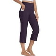 thumbnail image 3 of Clearance! Delayuji Tall Yoga Pants for Women Long Capri Pants for Yoga Capris with Pockets Plus Size Capri Leggings Straight Leg Crop Yoga Pant Womens Yoga Pants Purple Xxl, 3 of 4