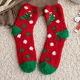 thumbnail image 2 of Christmas Socks for Women Fuzzy Holiday Socks Womens Christmas Slippers Xmas Socks for Women Cozy Warm Fleece Socks Crew Socks Winter Socks Women Sleep Socks for Women Red One Size, 2 of 5