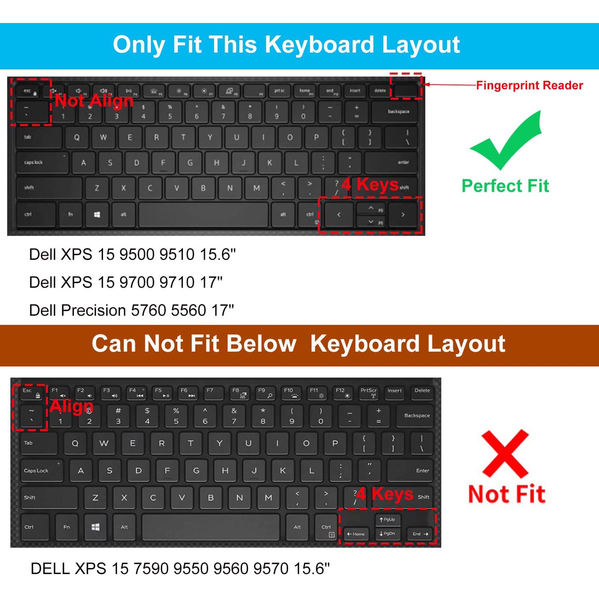 Clear Silicone Keyboard Cover For Dell XPS 15/17 & Precision Laptops (2021-2023 Models)
