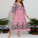 thumbnail image 1 of WILLBEST Vestido De Lino Para Mujer, Moda Informal De Primavera, Talla Grande, Floral, De Gasa, Cintura Elástica, Mangas Acampanadas, Vestido De Fiesta, 1 of 3
