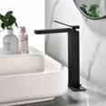 thumbnail image 3 of Brushed Gold High Arc Bathroom Vessel Sink Faucet, Single Handle Deck Mounted Sink Faucet with 6-inch Cover Plate, 3 of 5