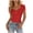 Red, variant on Women's V Neck Lace Trim Ribbed Short Sleeve Form Fitting Casual Tops for Women Daily Wear