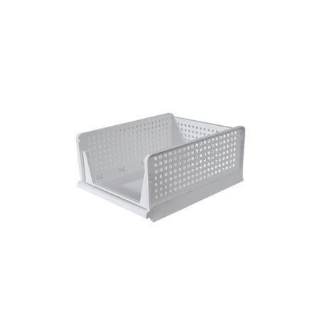 HANAMYA Folding and Stackable Storage Shelf Closet Organizer in White (Set of 4)