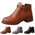 thumbnail image 4 of NECHOLOGY Zapatos Botines mujer Botines de de otoño e invierno para mujer punta redonda tacón bajo hebilla felpa corta comodidad cálida Color sólido estilo informal Simple (Black 8), 4 of 7