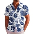 thumbnail image 2 of Erwazi Men's Hawaii Printed Cotton Linen Shirt Short Sleeve Collared Button Down Casual Shirt with Chest Pocket, 2 of 7