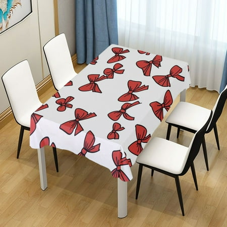 

60x90 Inch Tablecloth Polyester Square Tablecloth for Home Kitchen Dinner Decor Red Bow Tie
