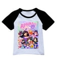 thumbnail image 2 of Girls' short sleeved set APHMAU children's girls' short sleeved T-shirt shorts sports set game cartoon fashion casual set, suitable for children aged 5-13, 2 of 4