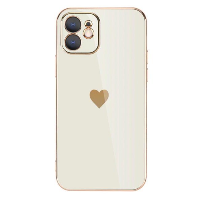 Funda de teléfono con estampado de corazones para iPhone 11, color blanco, TPU brillante
