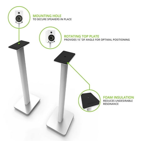 Kanto - 26" Tall Bookshelf Speaker Floor Stands (Pair) - White